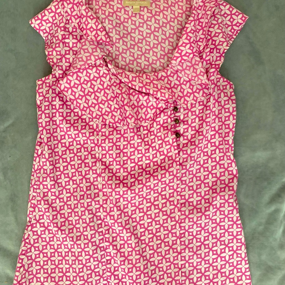 Pink and white Banana Republic blouse